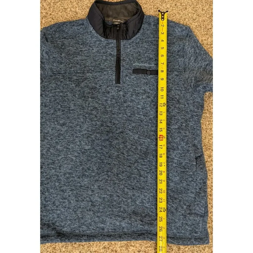 Eddie Bauer Fleece Pullover Sweater Adult Large Blue Quarter Zip Knit Mens